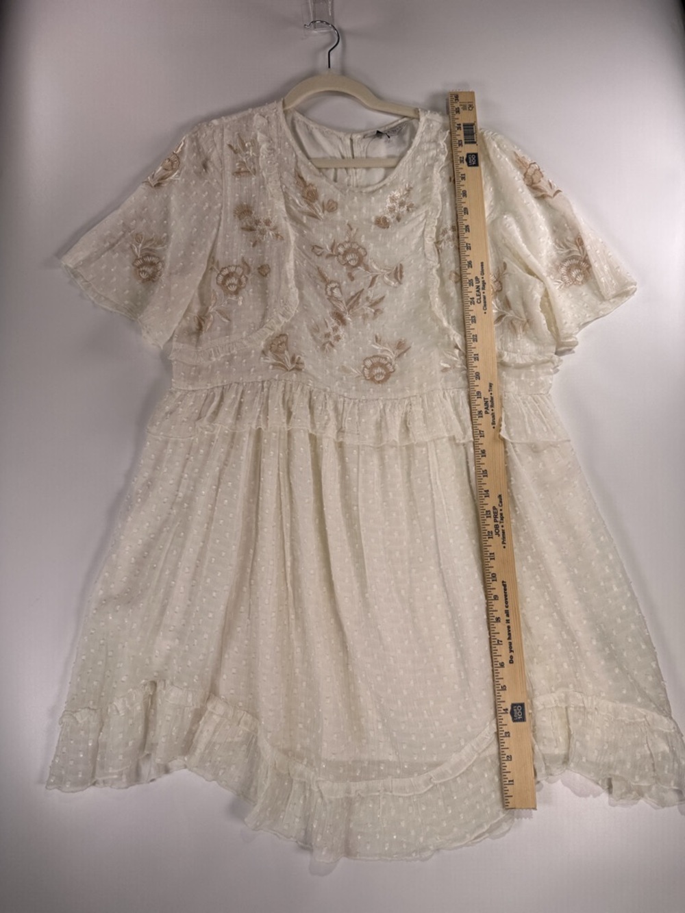 Ranna Gill Anthropologie White Embroidered Swiss Dot Boho Dress L - Picture 10 of 12